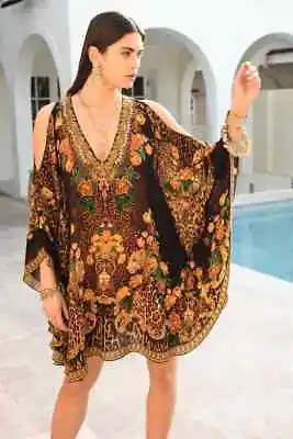 Czarina Black Leopardess Cocktail Party Kaftan Dress - One Size NWT • $179