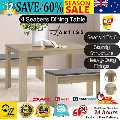 120CM Dining Table 4 Seater Wooden Kitchen Tables Oak Cafe Restaurant Bench AU • $94.74