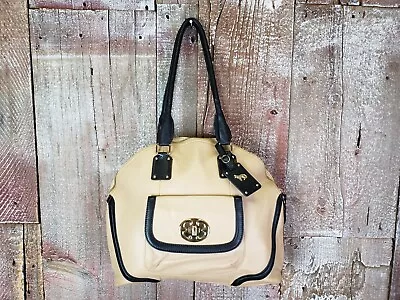 $129.95 • Buy Emma Fox Leather Tan And Black Large Satchel Tote Purse Handbag Women's