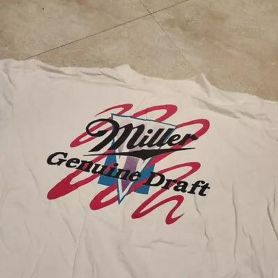 VTG Miller Genuine Draft Beer Promo Single Stitch Graphic T Shirt WIDE READ • $11.16