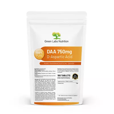 DAA D-ASPARTIC ACID 750mg TABLETS Male Hormone Booster • $19.79