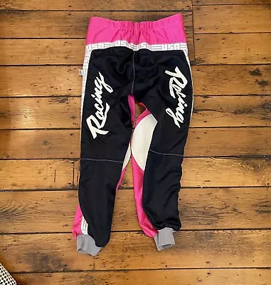 Vintage TEAM RACING USA Motocross Pants 36” Pink Navy USA Made America Dirtbike • $150