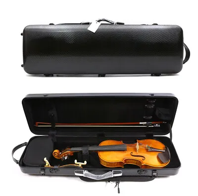 Black 4/4 Violin Case Carbon Fiber Violin Box With Music Sheet Bag Oblong Case • $138.12