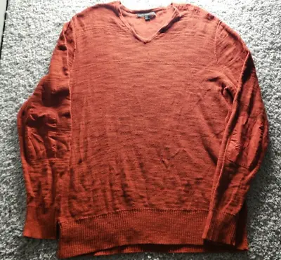 John Varvatos Sweatshirt Mens XL Elbow Patch Thermal Cotton Linen V-Neck • $15.10
