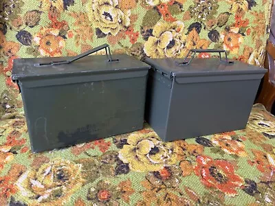 2 .50 CALIBER 5.56mm Military Issue AMMO CAN M2A1 50CAL METAL Ammunition Box • $24.99