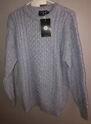 The Irish Store NWT Men's ARAN Fisherman Chunky Knit Sweater L 100% Wool $119 • $60