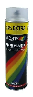 Motip Matt Finish Clear Lacquer Varnish Acrylic Spray Paint / Aerosol 500ml • £8.95