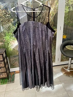 $24.99 • Buy ASOS Curve Black Silver Sequin, Mesh Stunning Midi Evening Dress, Size 26, BNWOT