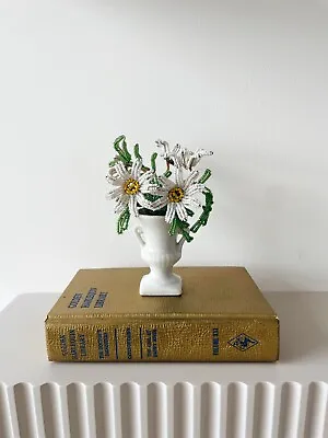 Vintage French Beaded Miniature Daisies In Vase • $50