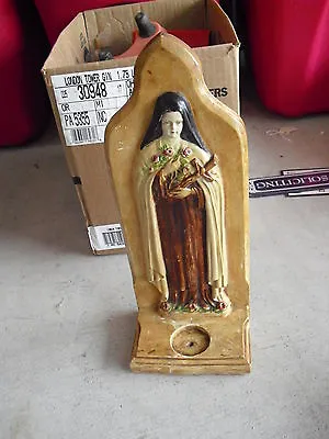 BIG Vintage Ceramic Church Statue Virgin Mary Holy Water Holder 15  Tall LOOK • $195