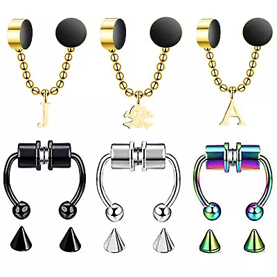 6pcs Magnetic Septum Nose Ring Fake Nose Rings Non-Piercing Surgical Steel • $12.99