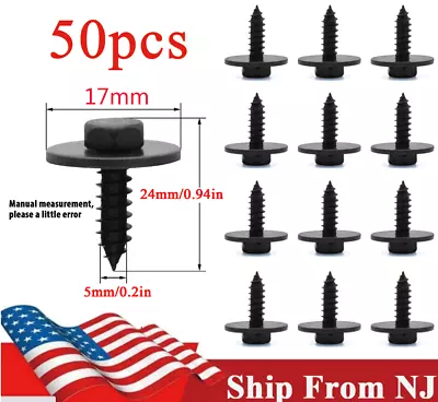 $14.44 • Buy 50X Car Body Fender Splash Bumper Retainer Metal Clip Screw Hex Head Washer Set 