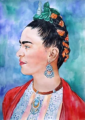 1169 × 1653  Young Frida Kahlo  Watercolor SIGNED And DATED • $65