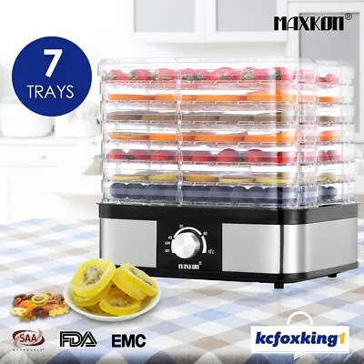 Maxkon Food Dehydrator 7 Trays Beef Jerky Maker Meat Fruit Dryer Stainless Steel • $79.39