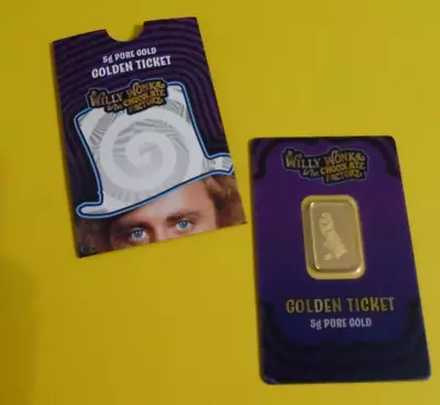 5 Gram .9999 Fine GOLD Bar PAMP Suisse Willy Wonka Golden Ticket Assay 0751/3000 • $530