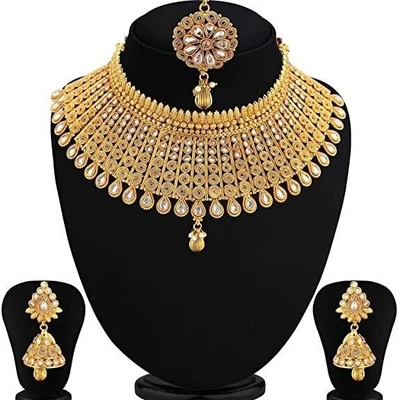 $29.04 • Buy Indian 22 Carat Gold Plated Bollywood Fashion Kundan Choker Necklace Jewelry Set