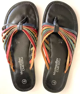 Montego Bay Club Sandals Size 8.5 Leather Collection Womens Slip On Thong 8 1/2 • $9.99