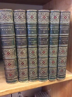 Full Leather Six Volume Zaehnsdorf Binding Tennyson’s Works 1875 London • $450