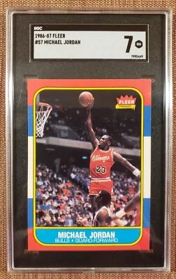 1986 Fleer #57 Michael Jordan Chicago Bulls Original Rookie Basketball Card SGC7 • $4295