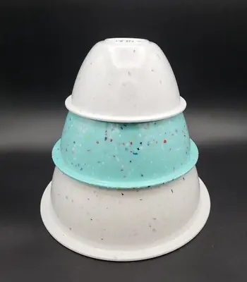 Zak Designs Confetti Mixing Bowl 3-Piece Set Nesting Bowls Mint Eggshell White • $39.95