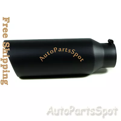 Stainless Steel Rolled Edge Exhaust Tip Black 4  Inlet - 6  Outlet - 18  Long • $33.60