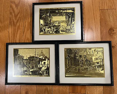 Foil Etched Picture Framed Lot Of 3 Vintage  • $45.60