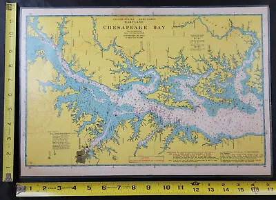 Vintage Nautical Map Chesapeake Bay Maryland Mercator Projection • $9.98