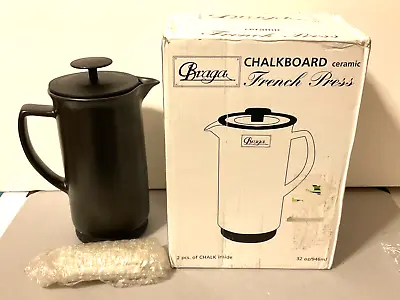 Braga Chalkboard Ceramic French Press Coffee Maker 34 Oz NEW! • $9.90