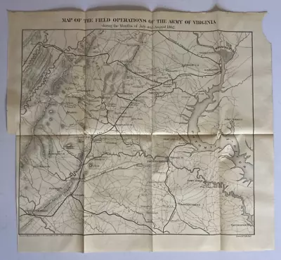 Antique Civil War Map Washington Alexandria Army Of Virginia 1862 Campaigns 1866 • $79.99