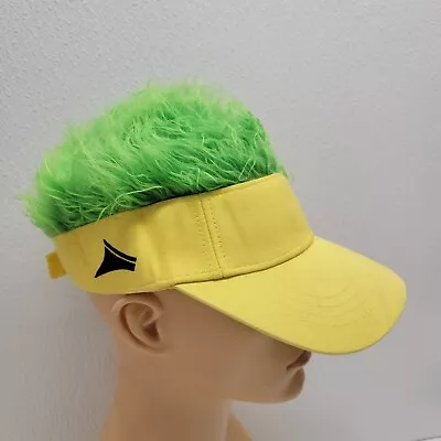Flair Hair Fuzzy Green Hair Yellow Visor Hat Cap Cosplay Costume Summer Party • $19.90