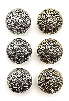 Ornate Scrolls Design 18mm Metal Domed Buttons 2 Colours By Dill Pack Of 3 • £2.39