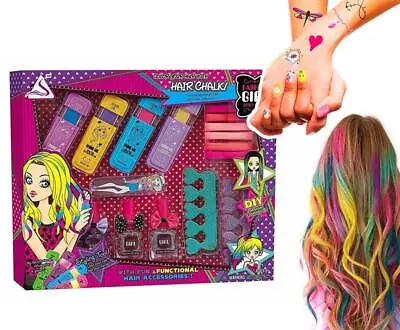 Hair Chalk For Kids Temporary Hair Chalks Colour Washable Pen Girls Hair Dye • £8