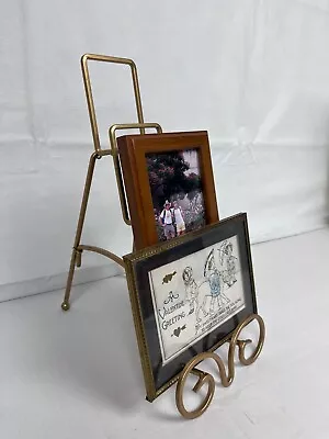 Vertical Ornate Easel Picture Display 12  Stand Holds 4 Pictures Table Top • $18.99