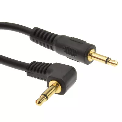 Right Angle MONO 3.5mm Jack Plug To 3.5mm Jack Plug Cable Lead GOLD 2m • £2.71