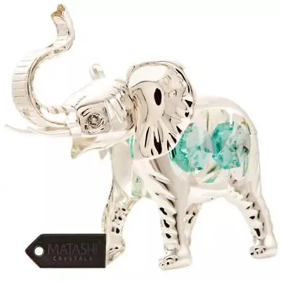 Silver Plated Elephant W/ Open Mouth Ornament Made With Genuine Matashi Crystals • $24.95