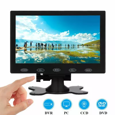 Touch Button 7  LCD CCTV Monitor PC Screen AV/RCA/VGA/HDMI Video W/ Speaker  • $42.39