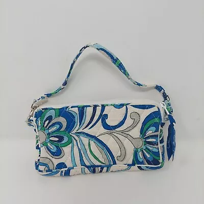 Vera Bradley Mediterranean White Mini Bag Clutch Wristlet Paisley Quilted Cotton • $16