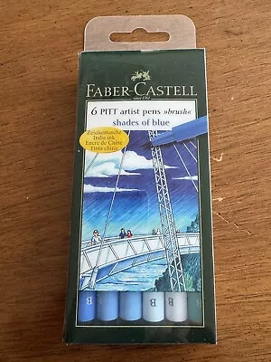 (2) Faber Castell Pitt Artist Pens SHADES OF BLUE Set Of 6 Markers NEW GERMANY • $16.88