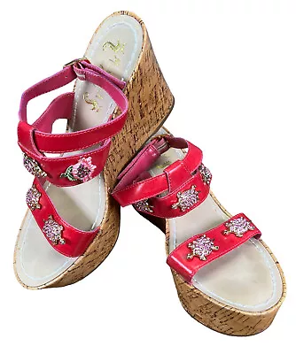 Miss Trish Of Capri Turtle Wedge Platform Sandal Sz 7.5 Pink Vegan Target Womens • $15