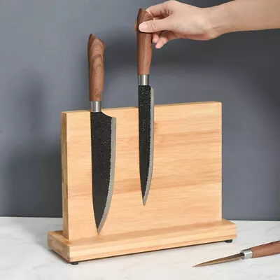 Double Side Magnetic Knife Block Extra Strong Magnetic Knife Block Board Bamboo • £17.99