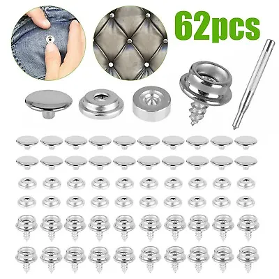 62 X Stainless Steel Fastener Snap Press Stud Cap Button Marine Boat Canvas Set • $7.99