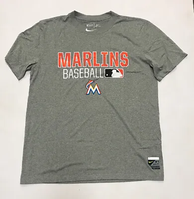 Miami Marlins Baseball Gray Nike Dri Fit Shirt Size Large New • $29.99