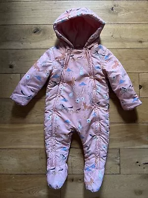 £9 • Buy BABY PRAMSUIT, 9-12 MONTHS, M&S. Pink With Animals