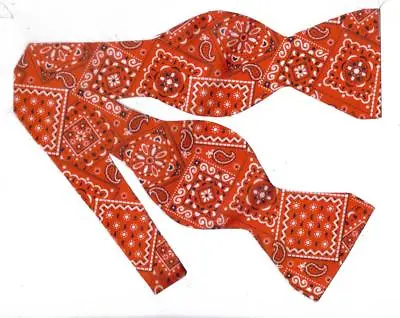 Red Bandana Bow Tie / Chili Red / Cowboy Western Bandana / Self-tie Bow Tie • $14.99