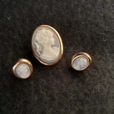 £19.95 • Buy Vintage Cameo Brooch An Earring Set