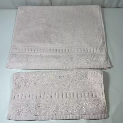 Laura Ashley Lifestyles 100% Cotton Wash Cloth & Hand Towel Light Pink • £16.27