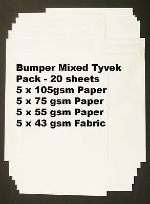Tyvek Paper & Fabric - Mixed Pack Of 20 A4 Sheets • £9.75