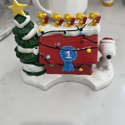 SNOOPY PEANUTS DEPARTMENT 56 CERAMIC LIGHTED CHRISTMAS Candy Dish Part • $9.99