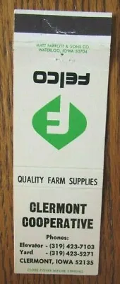 £5.72 • Buy FARM RELATED: FELCO CLERMONT CO-OP (CLEREMONT, IOWA) 1960s MATCHBOOK COVER -F8
