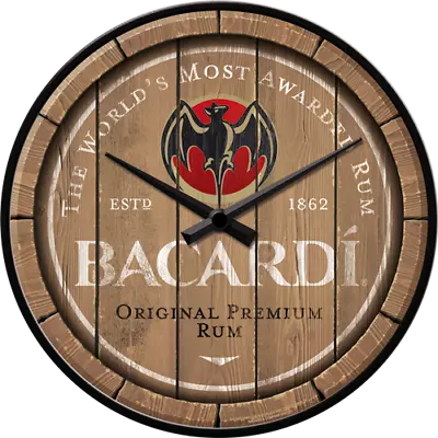 Bacardi Wood Barrel Retro Wall Clock Man Cave Easter Gifts • $89.96